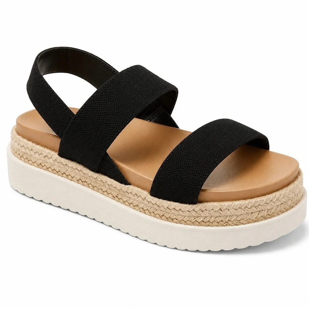 Women's Elliot Stretch Platform Sandals Wild Fable Black Size 10